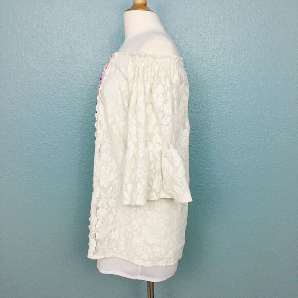 Turquoise Haven Embroidered Layered Lace Top - Picture 4 of 5